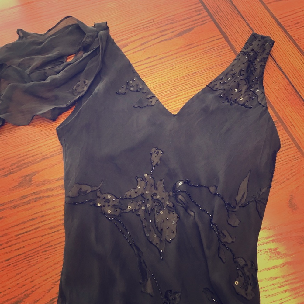 Black Beaded Evening Dress